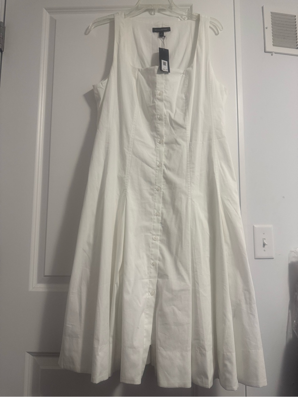 Banana Republic White Button-Front Midi Dress